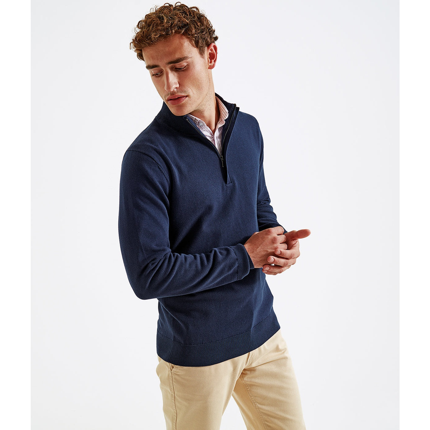 Asquith & Fox Men's Cotton Blend ¼ Zip Sweater
