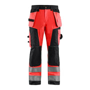 Blaklader Hi-Vis Craftsman Trousers 1568 - Red Hi-Vis/Black