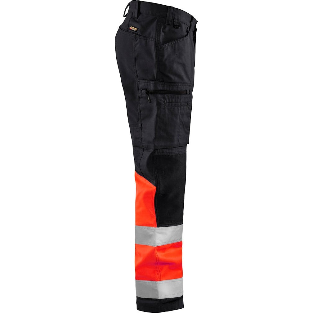 Blaklader Hi-Vis Trousers with Stretch 1551 - Black/Hi-Vis Red