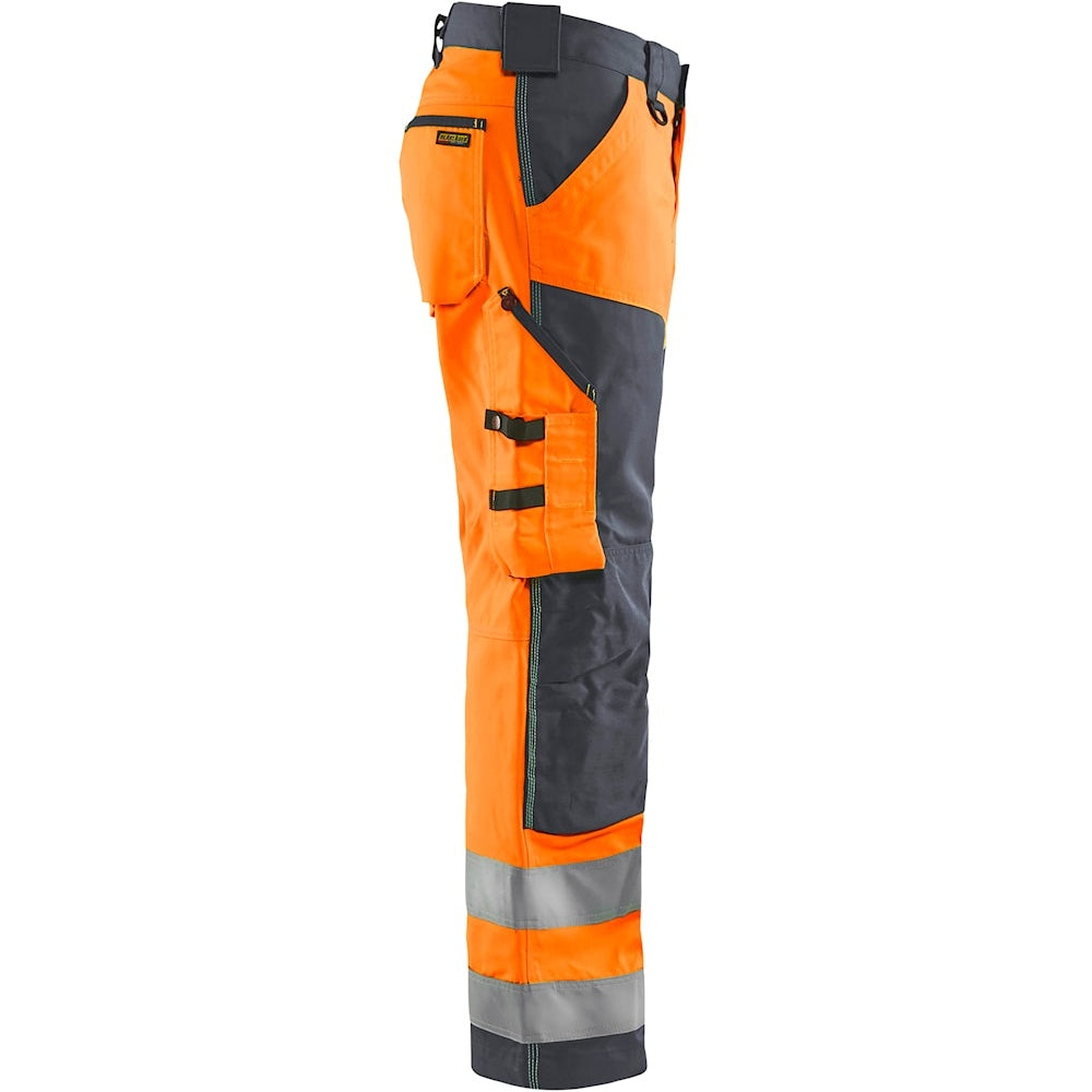 Blaklader Hi-Vis Trousers without Nail Pockets 1566 - Hi-Vis Orange/Mid Grey