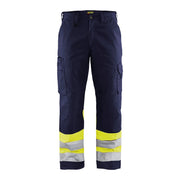 Blaklader Hi-Vis Trousers 1564 - Navy Blue/Hi-Vis Yellow