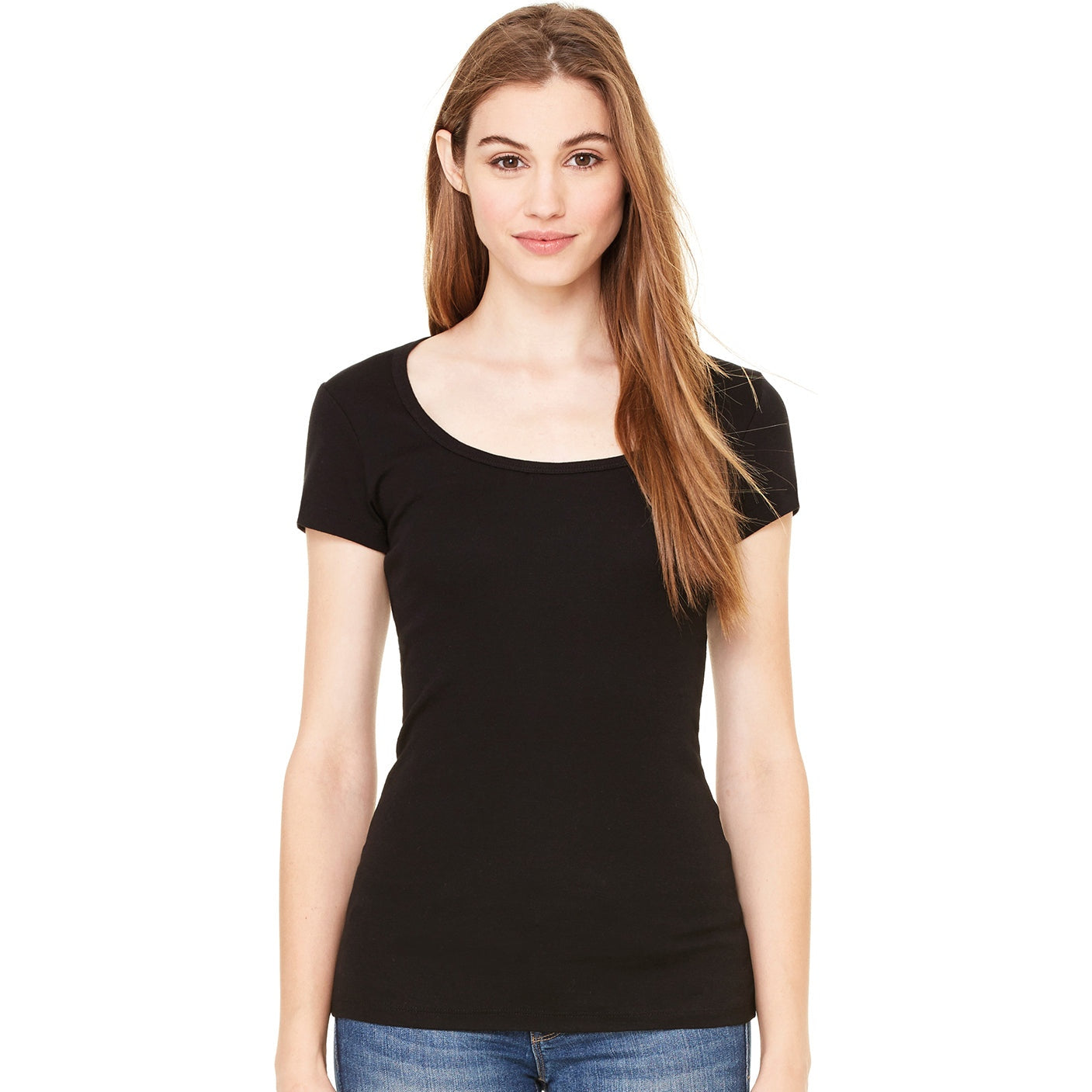 Bella Canvas Sheer Mini Rib Scoop Neck T-Shirt