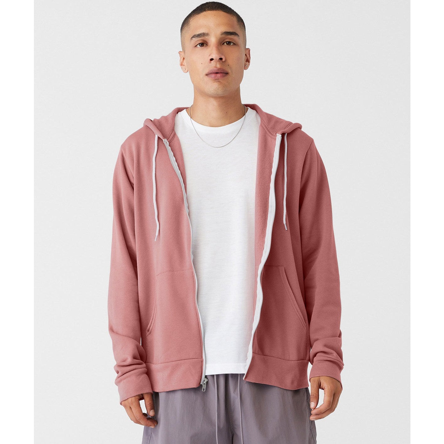 Bella Canvas Unisex Polycotton Fleece Full-Zip Hoodie - Mauve