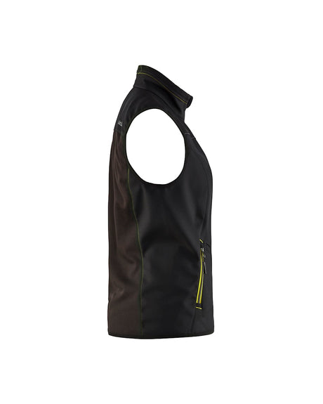 Blaklader Women's Softshell Vest 3851 #colour_black-hi-vis-yellow