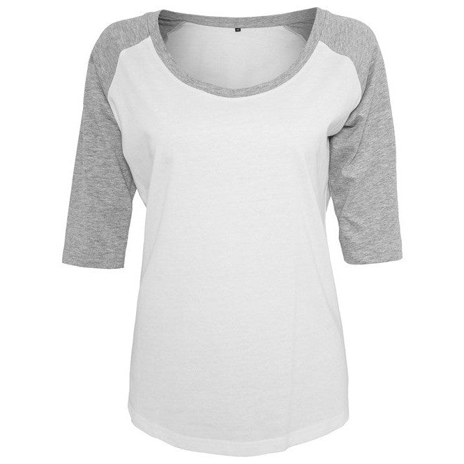 Build Your Brand Women's ¾ Contrast Raglan Tee