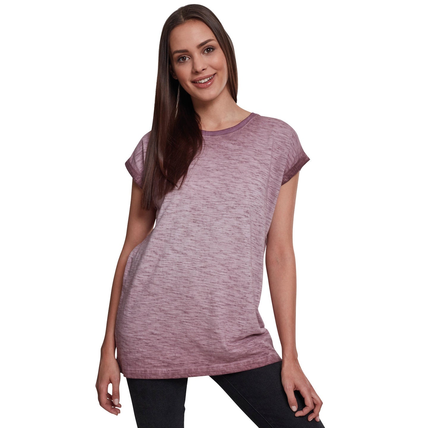 Build Your Brand Women's Spray Dye Extended Shoulder Tee