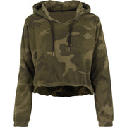 Build Your Brand Women's Camo Cropped Hoodie