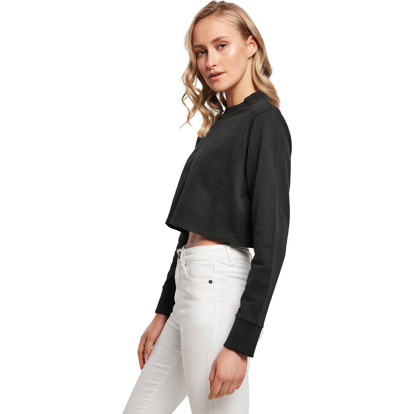 Build Your Brand Women's Terry Cropped Crew