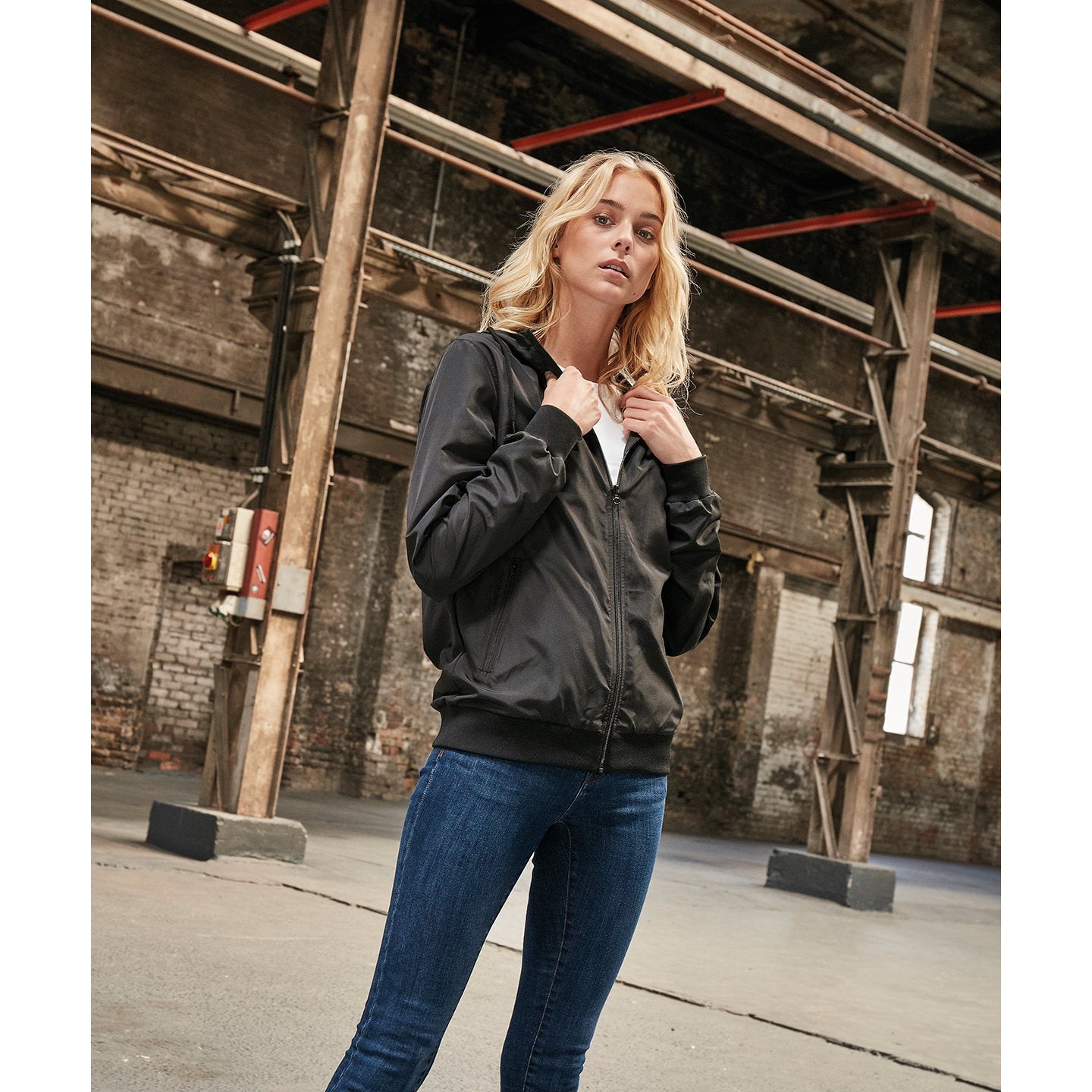 Build Your Brand Women's Recycled Windrunner