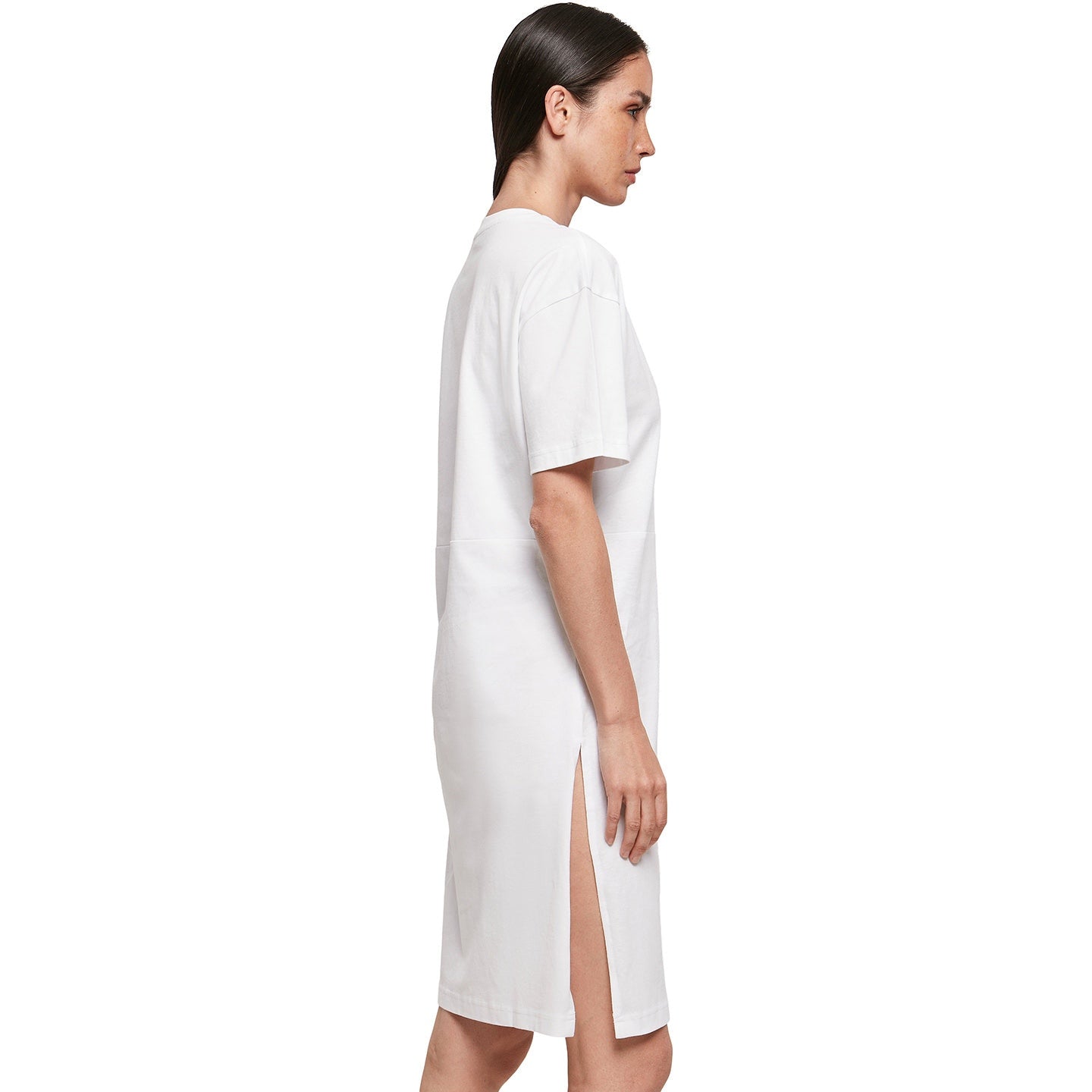 Build Your Brand Women's Organic Oversizes Slit Tee Dress