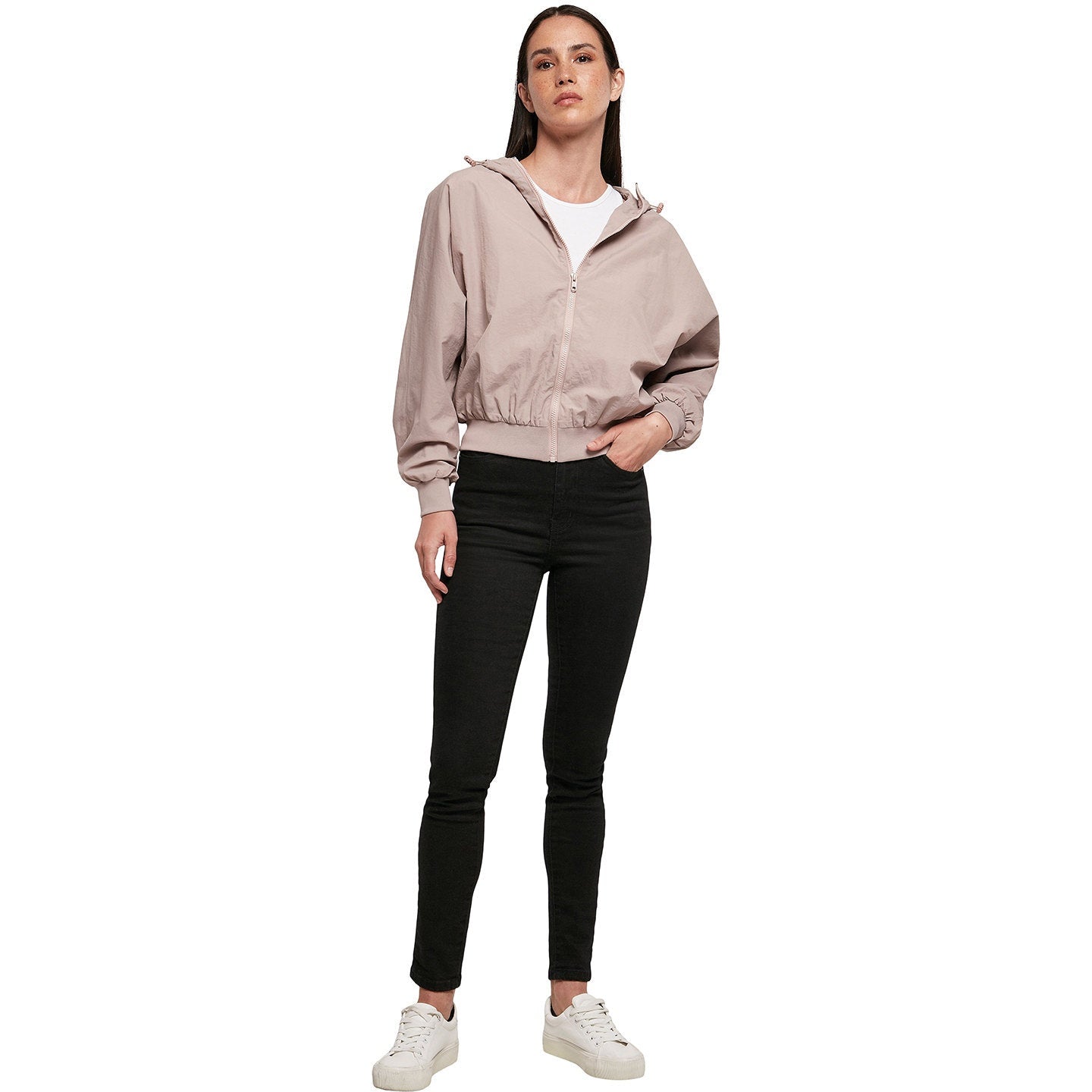 Build Your Brand Women's Crinkle Batwing Jacket