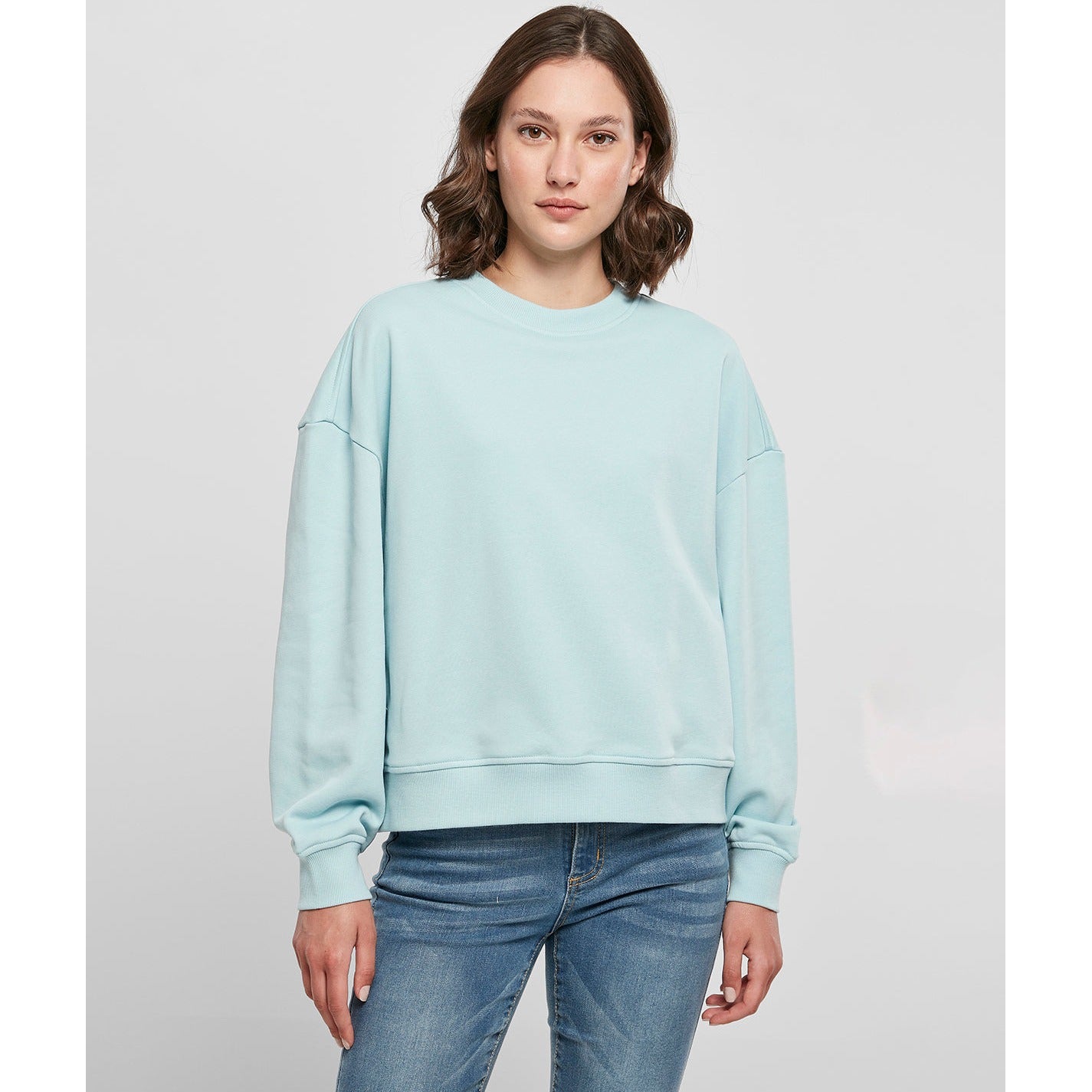 Build Your Brand Women's Oversized Crew Neck Sweatshirt