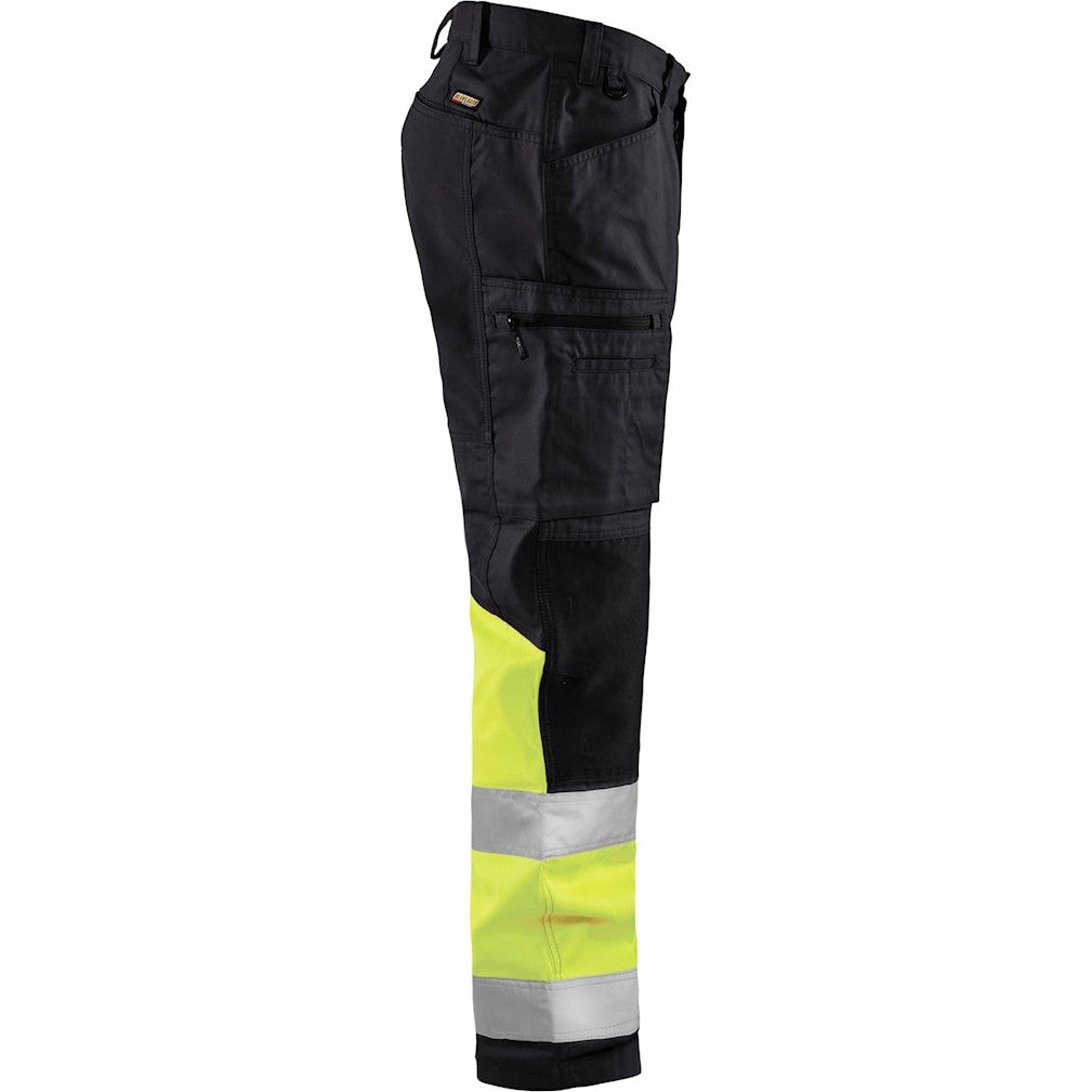 Blaklader Hi-Vis Trousers with Stretch 1551 - Black/Hi-Vis Yellow