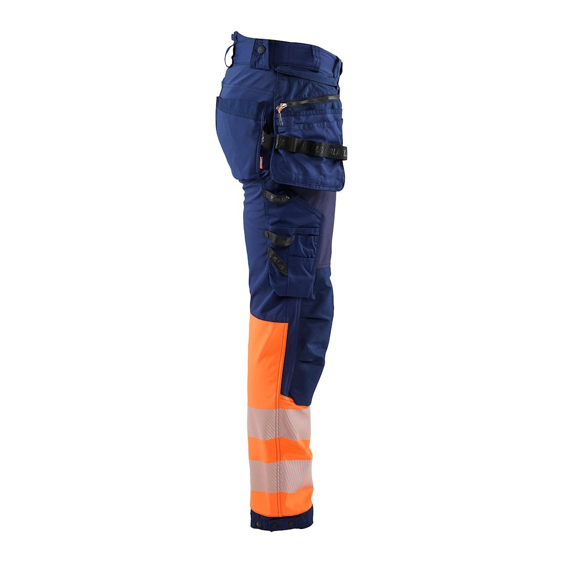 Blaklader Softshell Hi-Vis Trousers 1821 #colour_navy-blue-orange