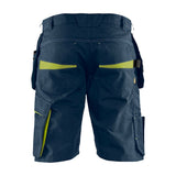 Blaklader Service Shorts with Nailpockets 1494 #colour_dark-navy-blue-hi-vis-yellow
