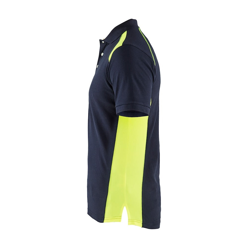 Blaklader Polo Shirt 3324 #colour_dark-navy-blue-hi-vis-yellow
