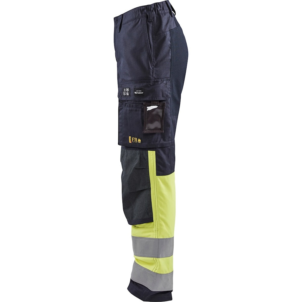 Blaklader Trousers Multinorm Inherent with Stretch Women 7187 #colour_navy-blue-hi-vis-yellow