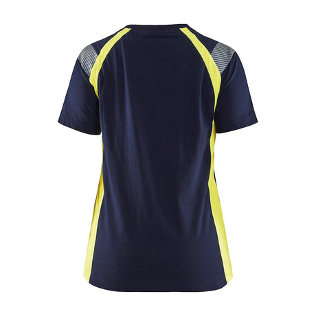 Blaklader Women's T-Shirt 3402 #colour_navy-blue-hi-vis-yellow