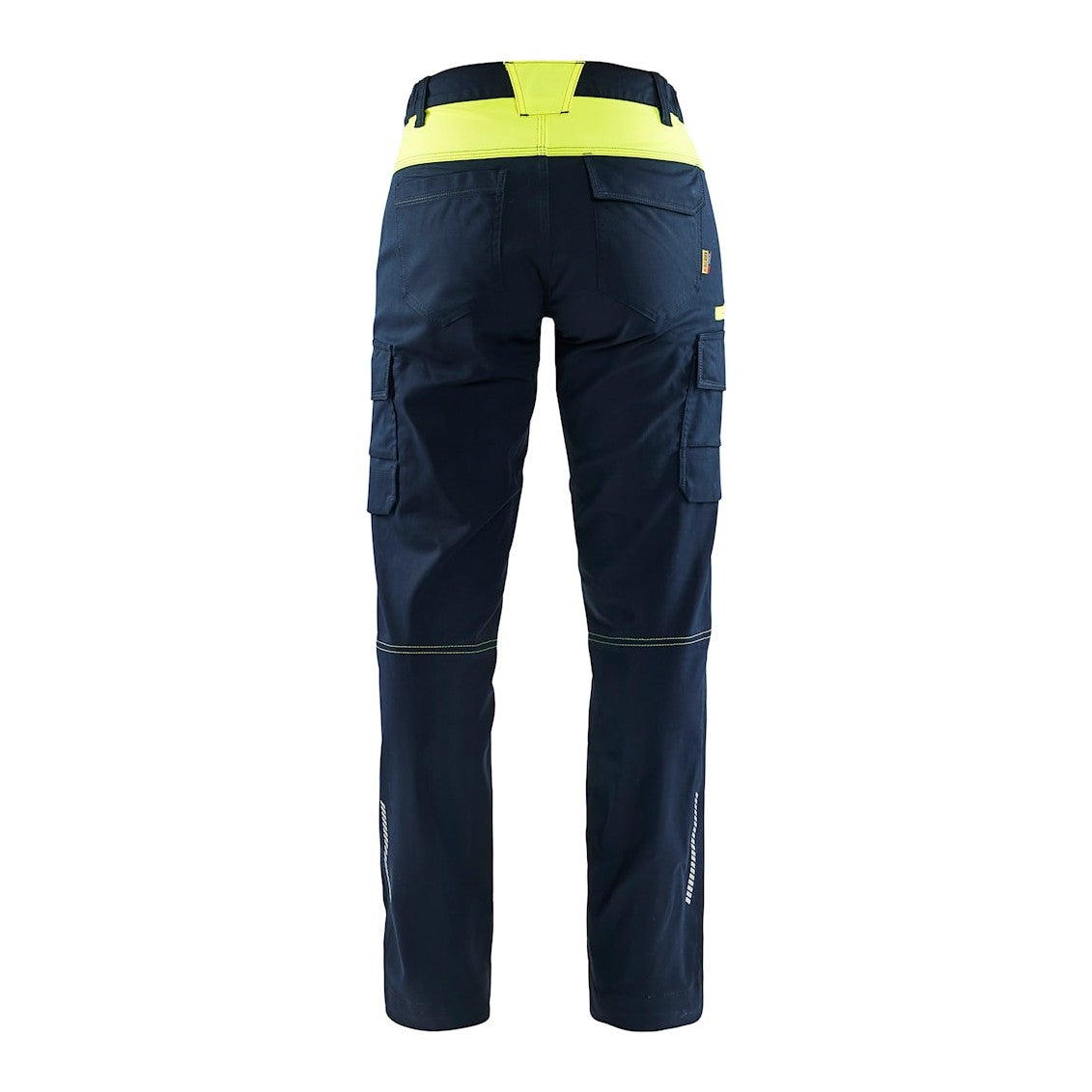 Blaklader Women's Industry Trousers Stretch 7144 #colour_dark-navy-blue-hi-vis-yellow