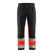 Blaklader Hi-Vis Trousers with Stretch 1551 - Black/Hi-Vis Red