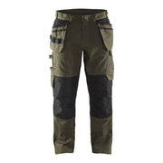 Blaklader Service Trousers with Stretch And Nail Pockets 1496 #colour_dark-olive-green-black