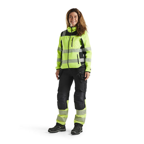 Blaklader Women's Hi-Vis 4-Way-Stretch Trousers 7193 #colour_black-hi-vis-yellow