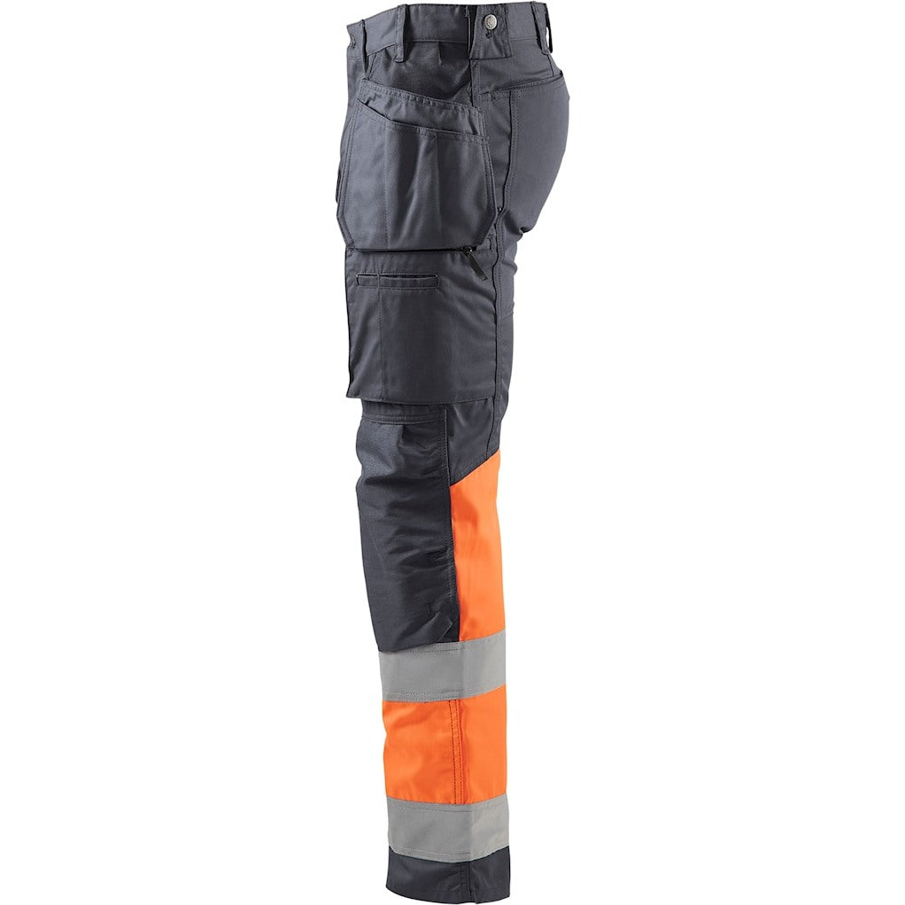 Blaklader Hi-Vis Trousers with Stretch 1558 - Mid Grey/Hi-Vis Orange