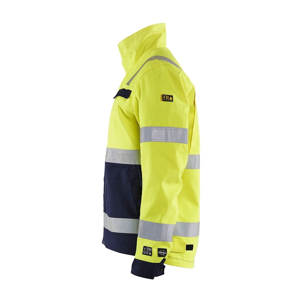 Blaklader Multinorm Jacket 4087 #colour_hi-vis-yellow-navy-blue