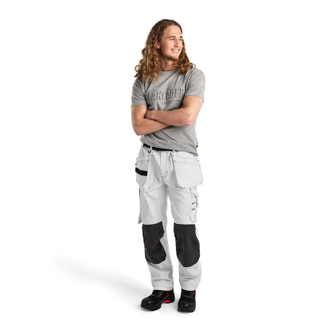 Blaklader Painter Trousers 1531 #colour_white-dark-grey