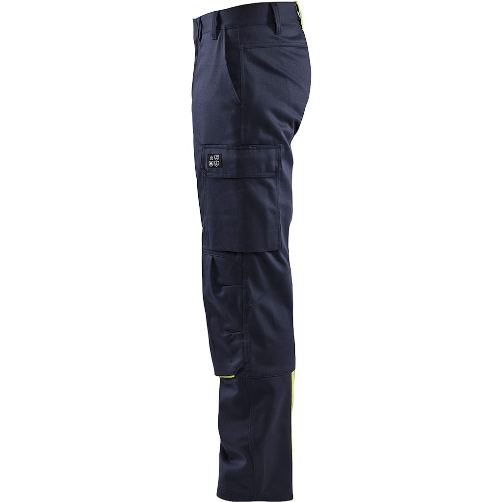 Blaklader Welding Trousers 1701 #colour_navy-blue-hi-vis-yellow