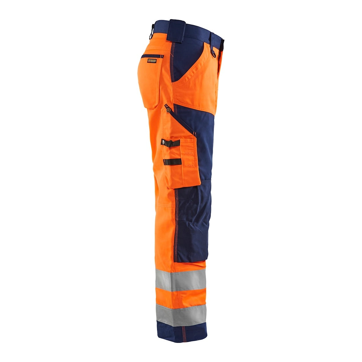 Blaklader Hi-Vis Trousers without Nail Pockets 1566 - Hi-Vis Orange/Navy Blue