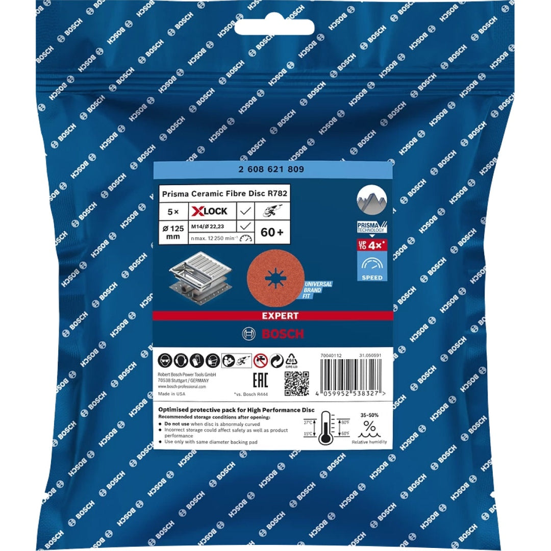 Bosch Professional Expert R782 Prisma Ceramic X-LOCK Fibre Disc 125mm, G60