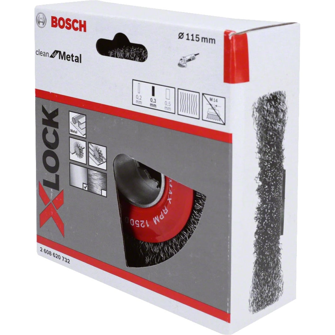 Bosch Professional X-LOCK Crimped Wire Wheel - Steel, 115mm, 0.3mm Thickness