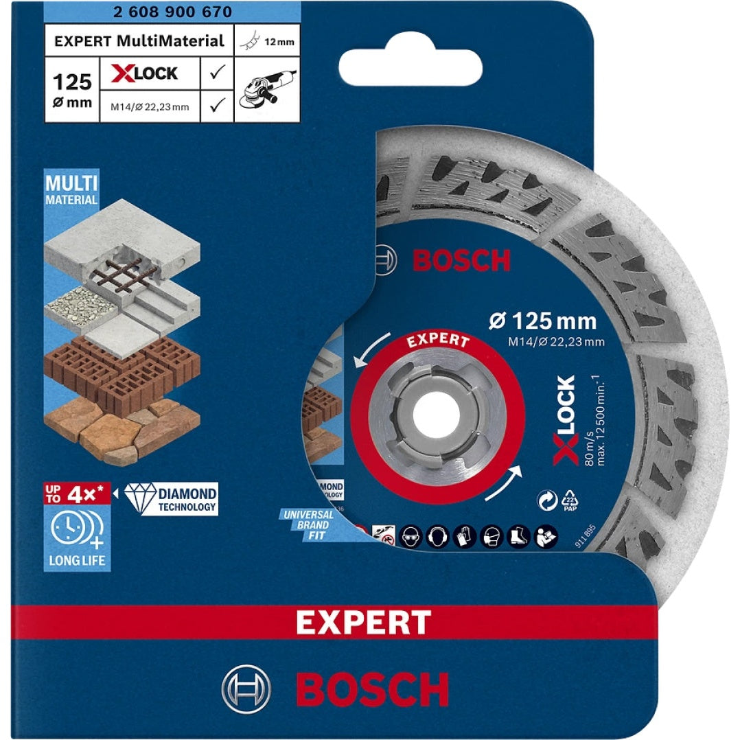 Bosch Professional X-LOCK Diamond Cutting Disc - MultiMaterial, 125 x 22.23 x 2.4 x 12 mm