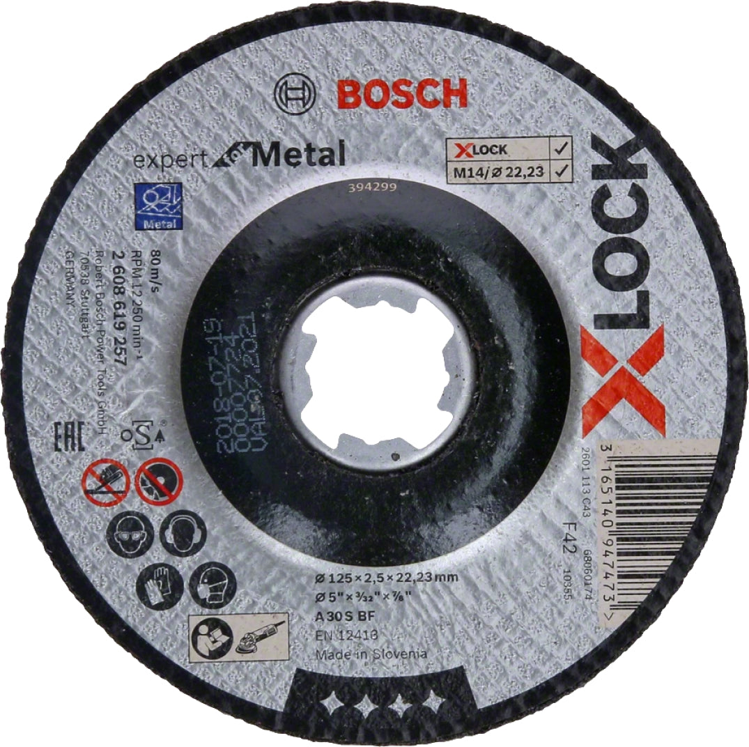 Bosch Professional X-LOCK Expert Depressed Cutting Disc for Metal - 125x2.5x22.23 A 30 S BF