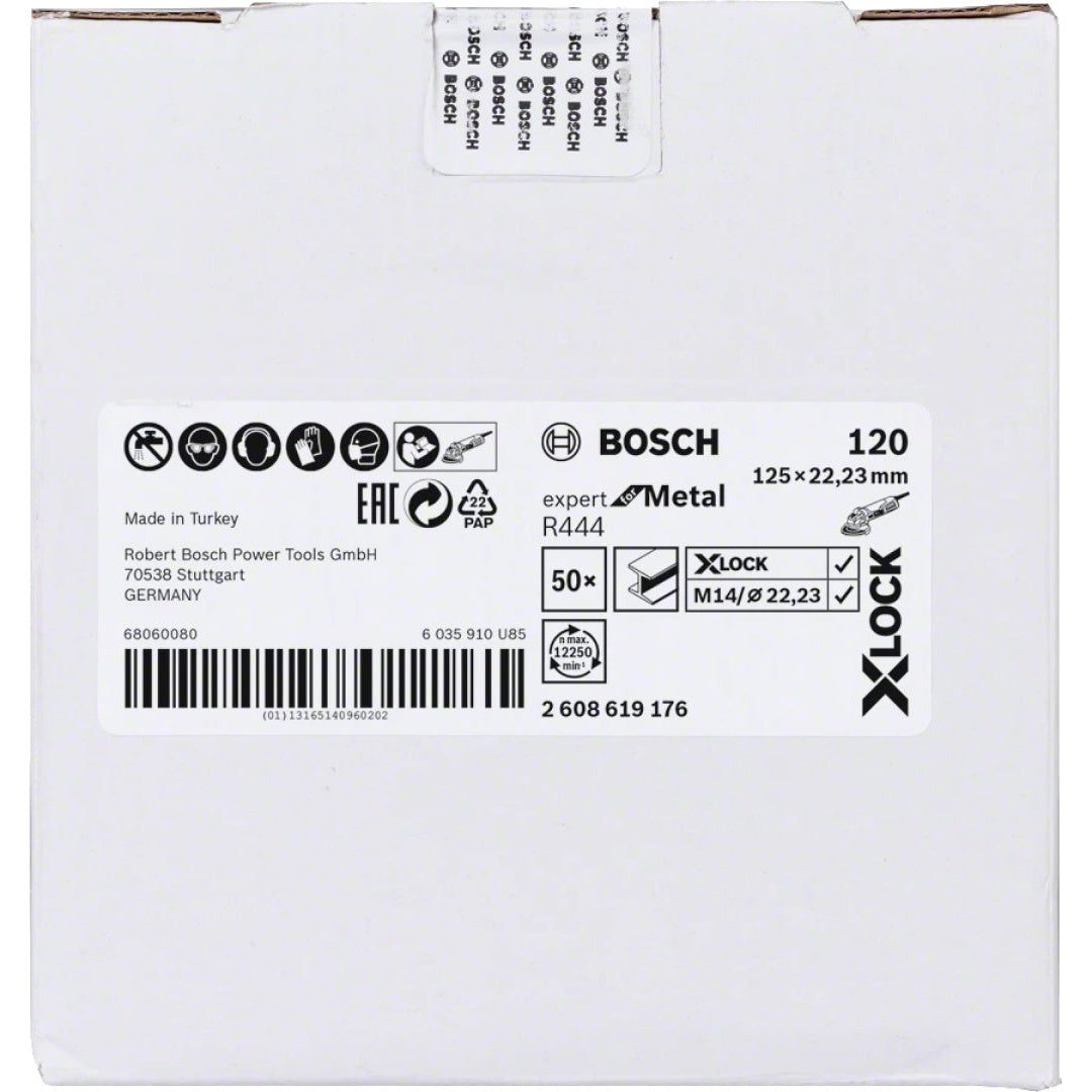 Bosch Professional X-LOCK Fibre Sanding Discs - 125mm G 120 R444 Expert for Metal