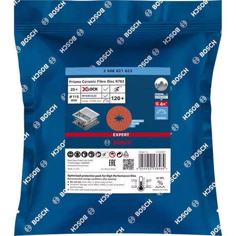 Bosch Professional Expert X-LOCK Prisma Ceramic Fibre Disc, R782 Inox 115mm, G120