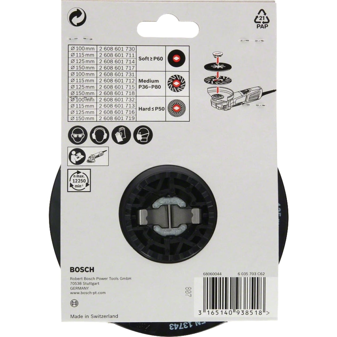 Bosch Professional X-LOCK Backing Pad - Medium, 125mm, 12250 RPM