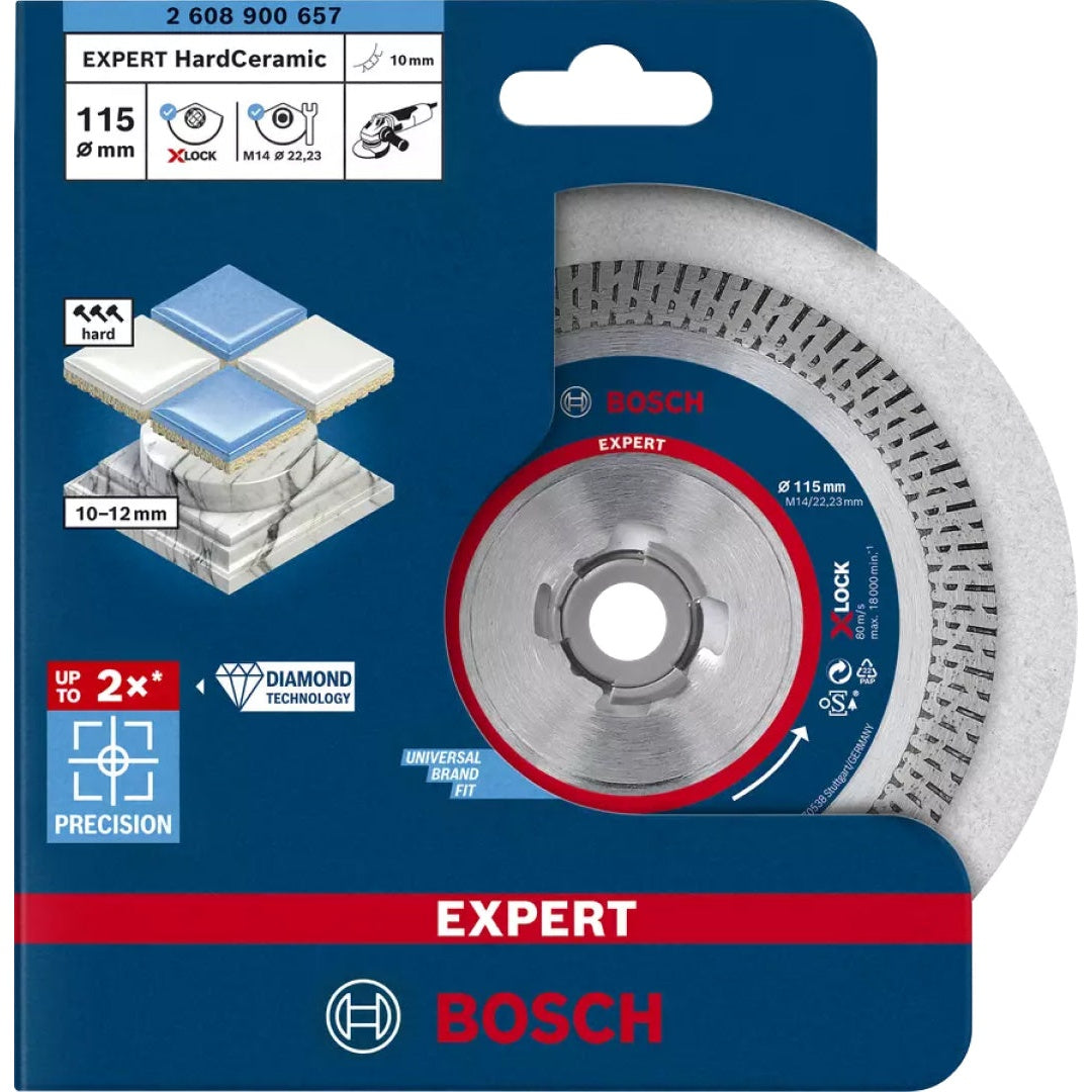 Bosch Professional HardCeramic X-LOCK Diamond Cutting Disc - 115 x 22.23 x 1.6 x 10 mm