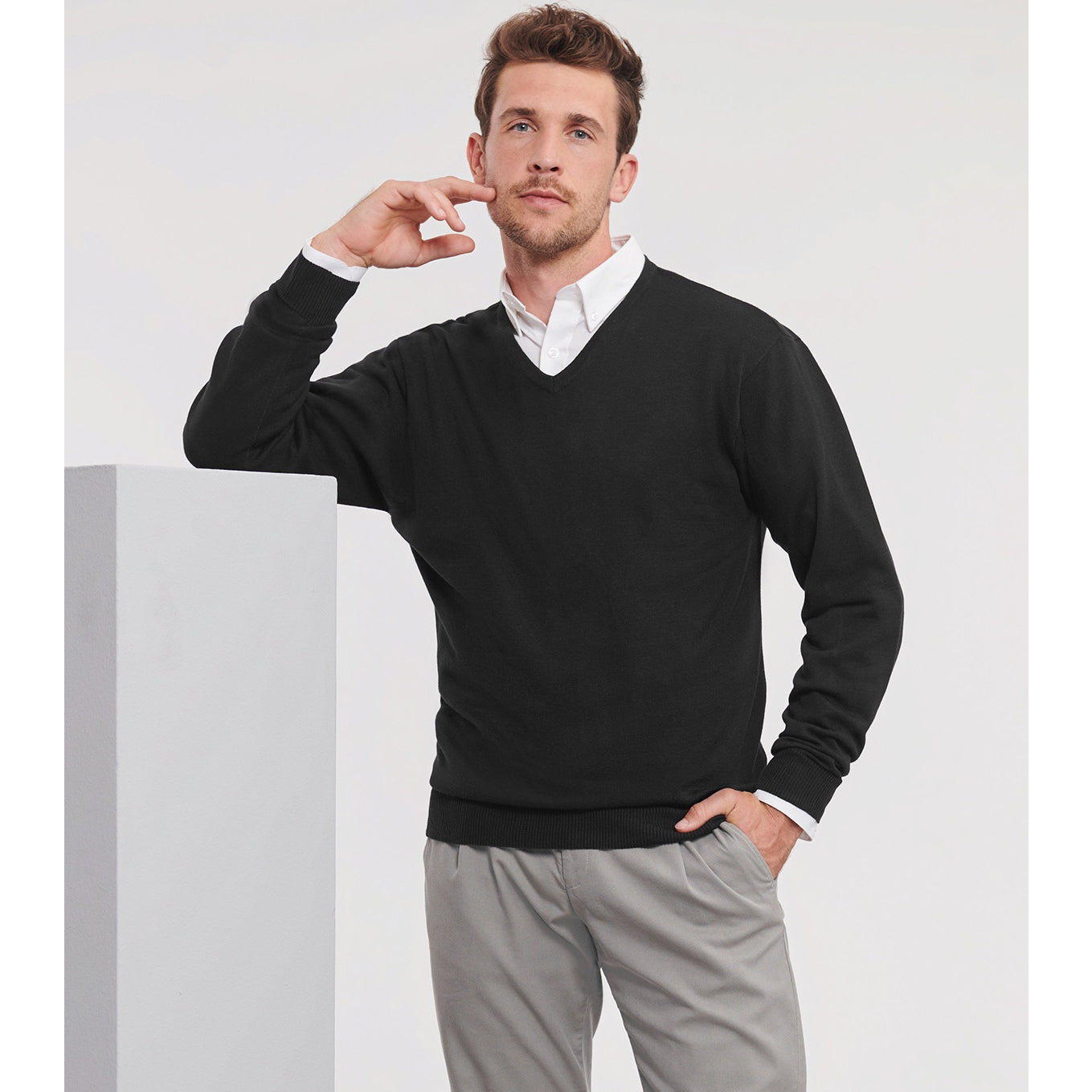 Russell Collection V-Neck Knitted Sweater