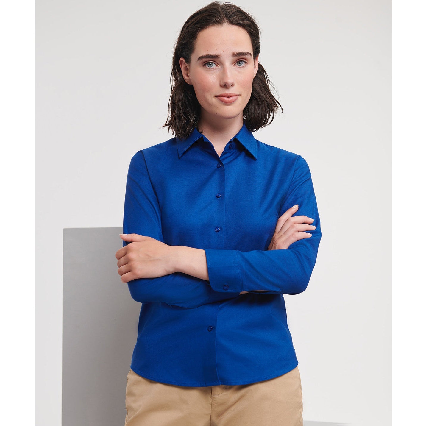 Russell Collection Women's Long Sleeve Easycare Oxford Shirt