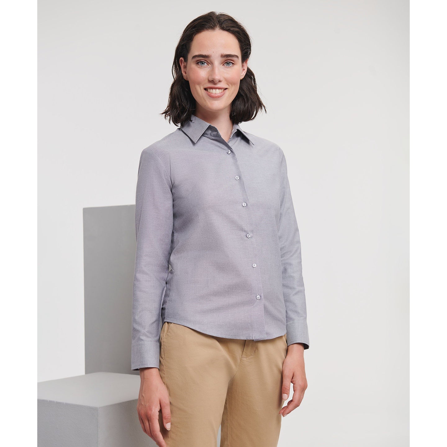Russell Collection Women's Long Sleeve Easycare Oxford Shirt