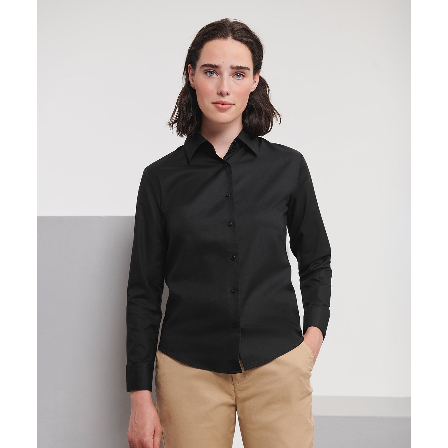 Russell Collection Women's Long Sleeve Easycare Oxford Shirt