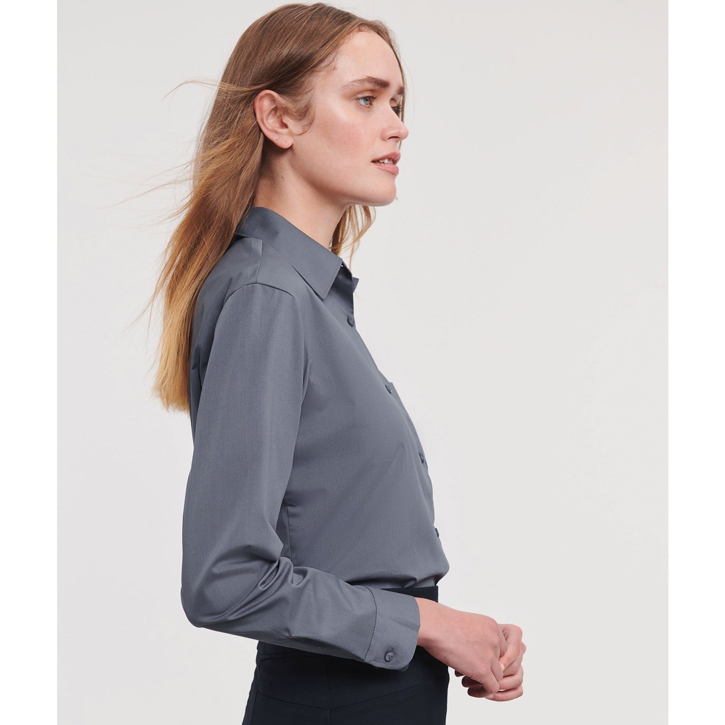 Russell Collection Women's Long Sleeve Polycotton Easycare Poplin Shirt