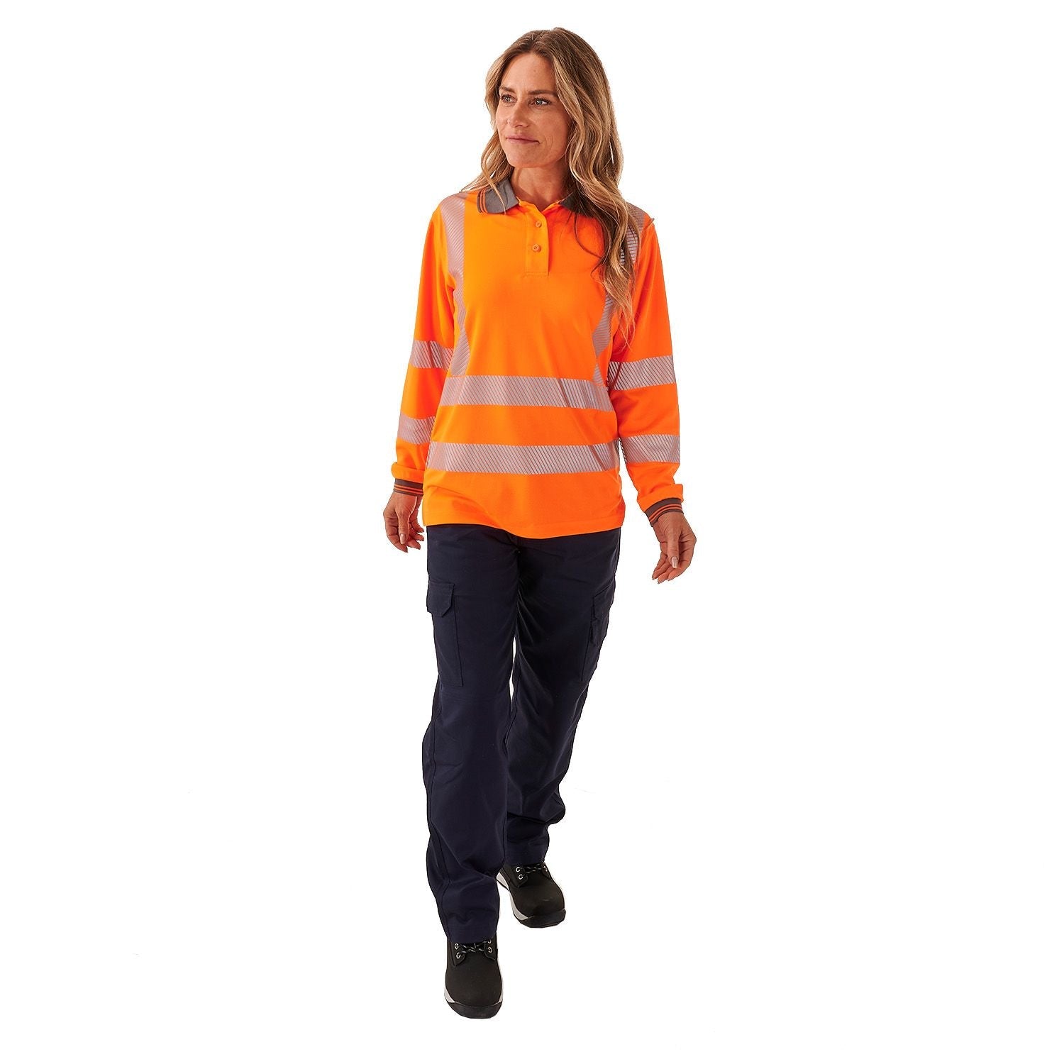 Supertouch Ladies Hi Vis Orange Jaya Bird Eye Polo
