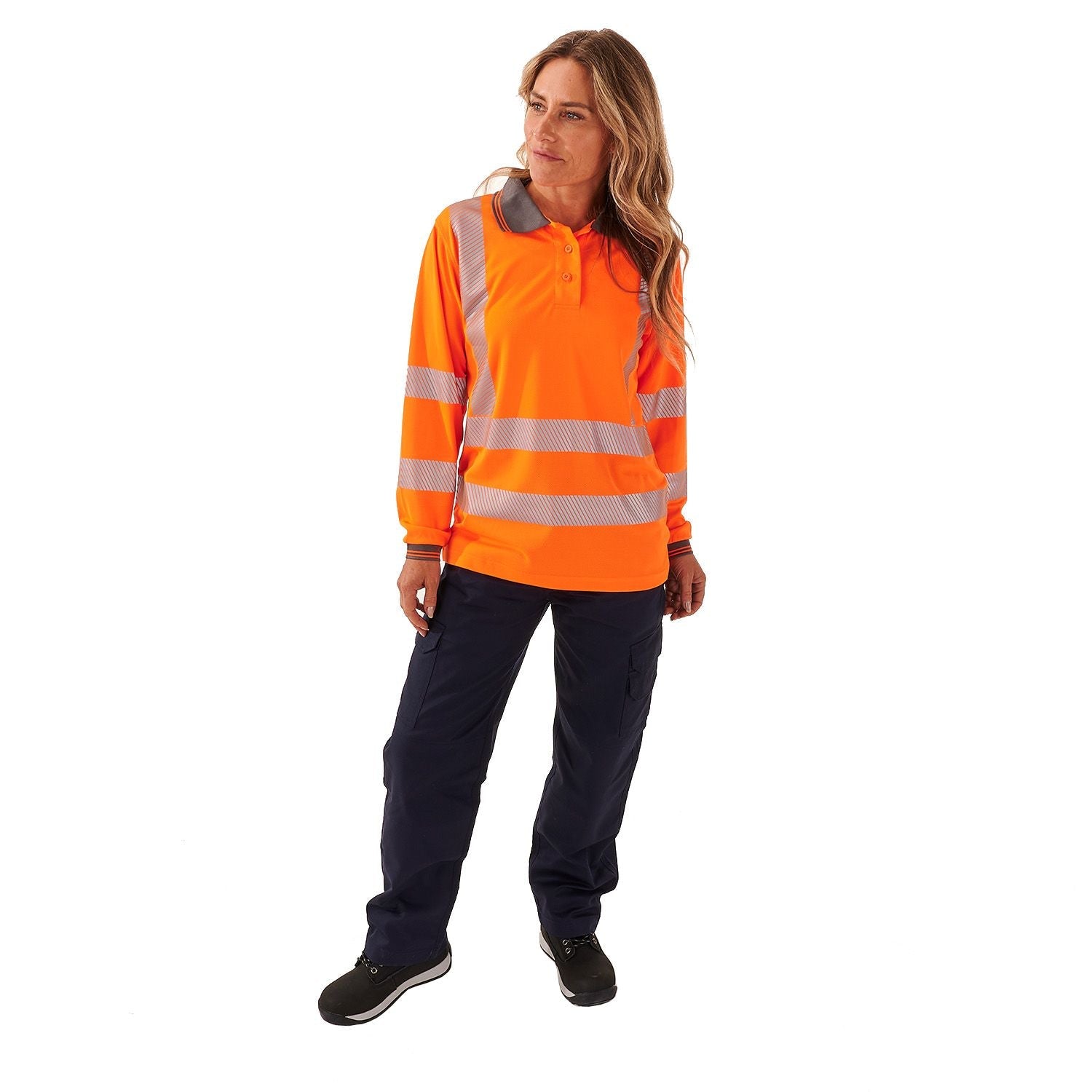 Supertouch Ladies Hi Vis Orange Jaya Bird Eye Polo