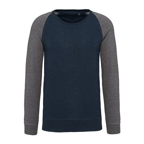 Kariban Men's Two-Tone Organic Crew Neck Raglan Sleeve Sweatshirt