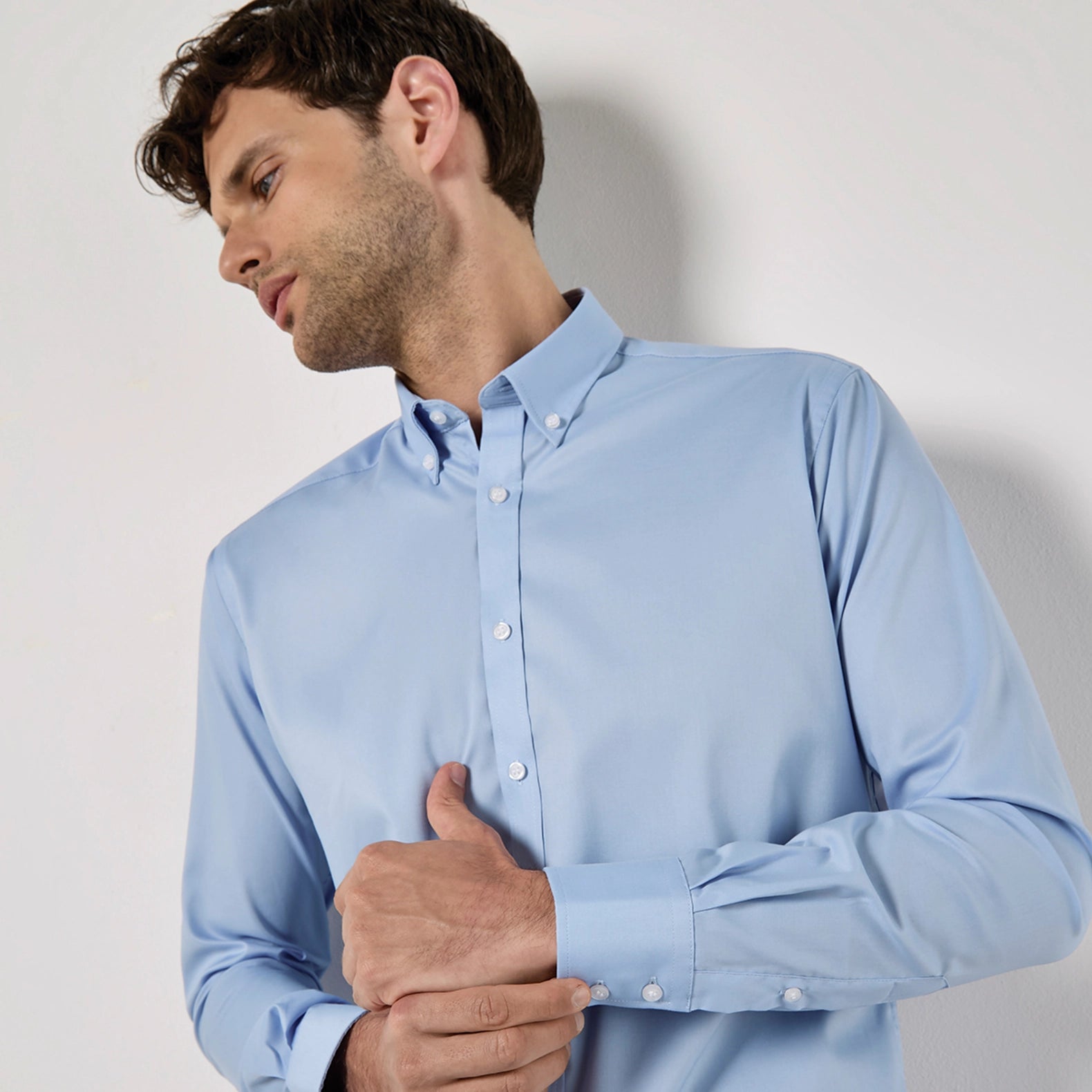 Kustom Kit Stretch Oxford Shirt Long-Sleeved (Slim Fit)