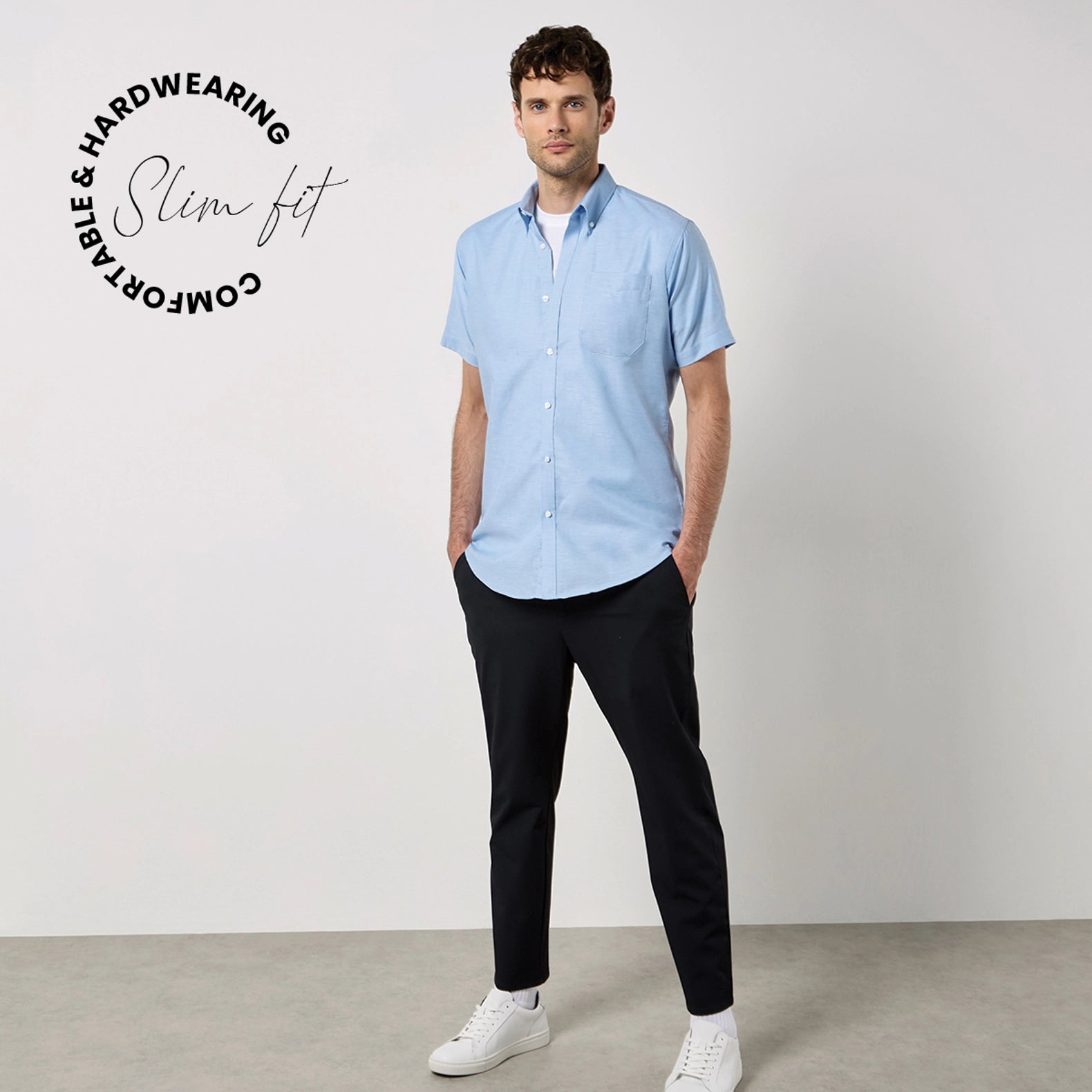Kustom Kit Slim Fit Workwear Oxford Shirt Short Sleeve