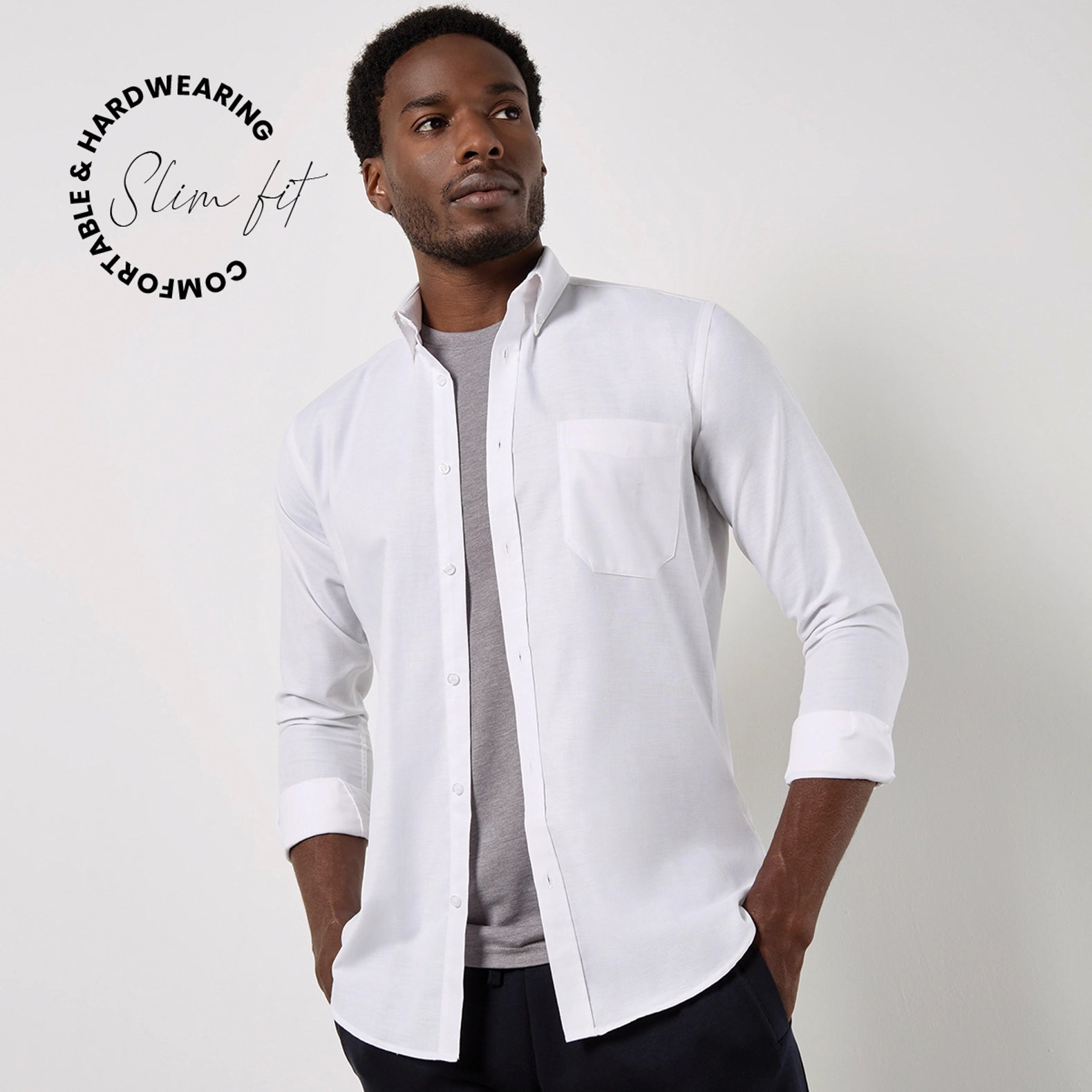 Kustom Kit Slim Fit Workwear Oxford Shirt Long-Sleeved (Slim Fit)
